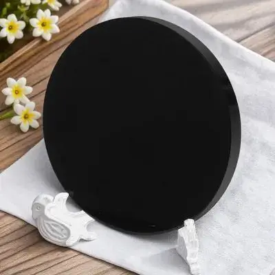 

Obsidian Stone Mirror Polished Black Round Scrying Mirror Decorative Table Accent Living Room Study Office Decoration