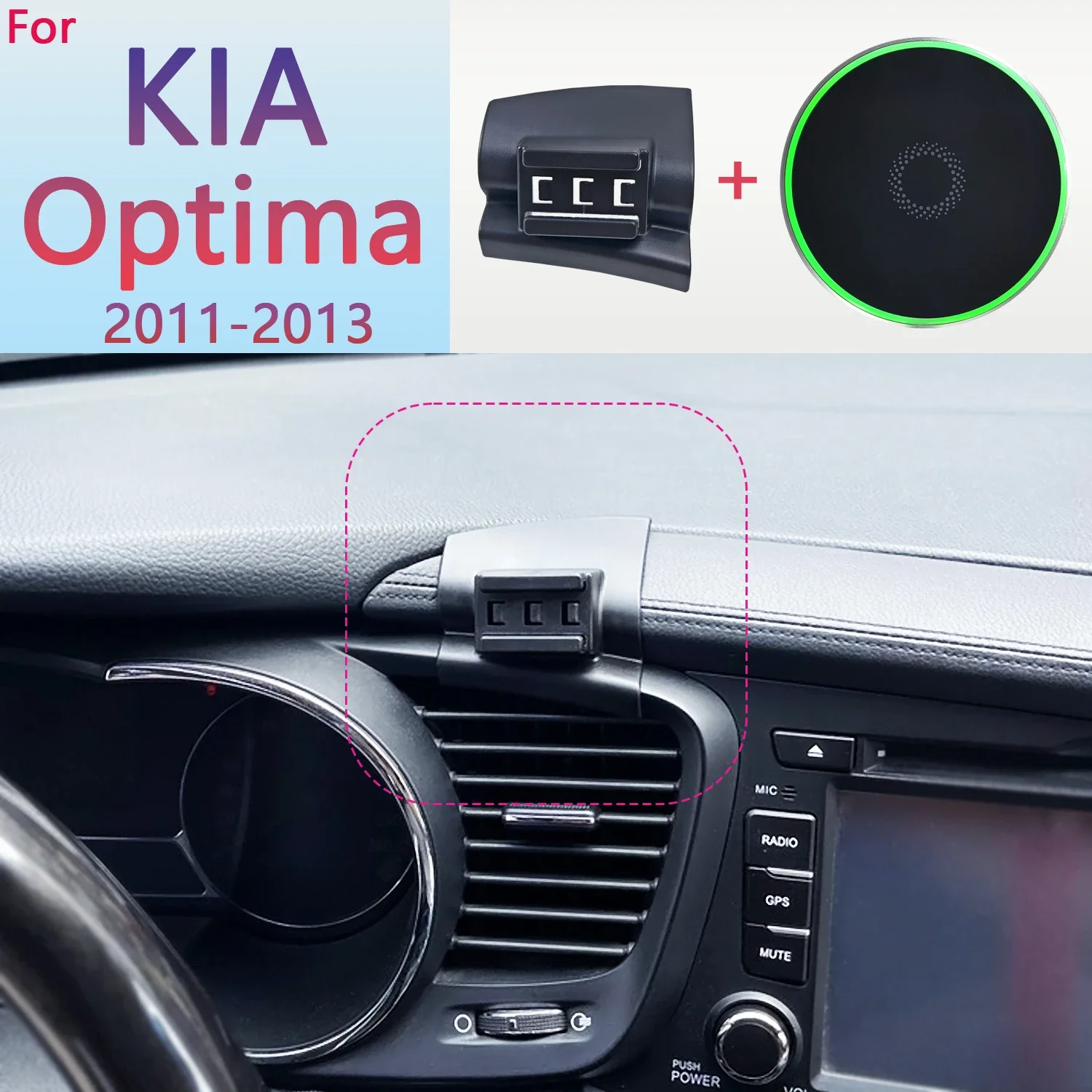 Magnetic Car Phone Holder For KIA K5 Optima 2011 2012 2013 -2015 15W Wireless Charging Phone Stand MagSafe Phone Support Base