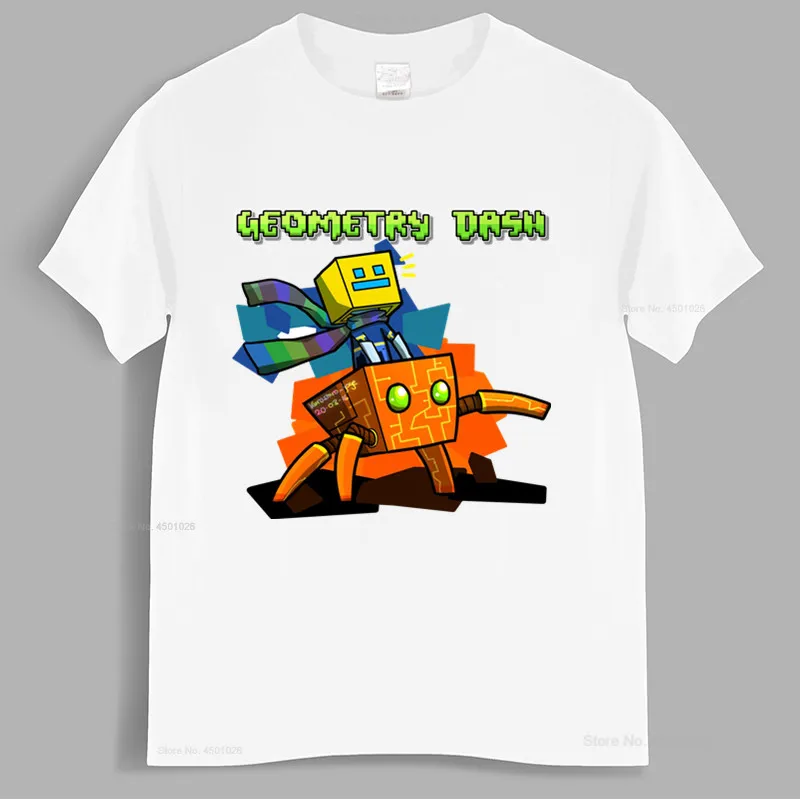 Geometry Dash Gaming Fans T-shirt Girls Boys Tee - Personalised Free age 5-15(2) fashion t-shirt men cotton brand teeshirt