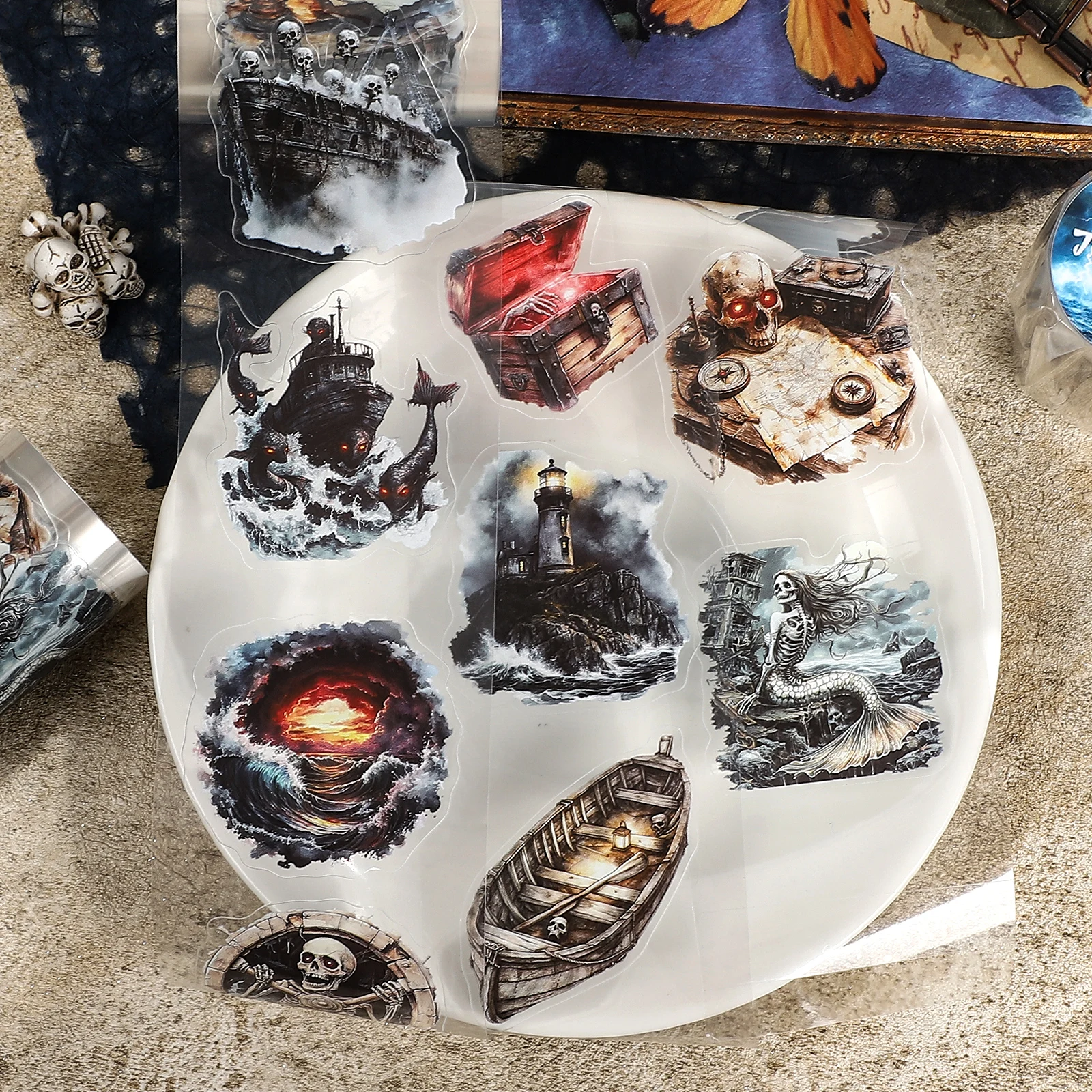 

60mm*200cm Vintage Haunted Ocean Landscape PET Tape Creative DIY Journal Material Collage Scrapbook Stationery