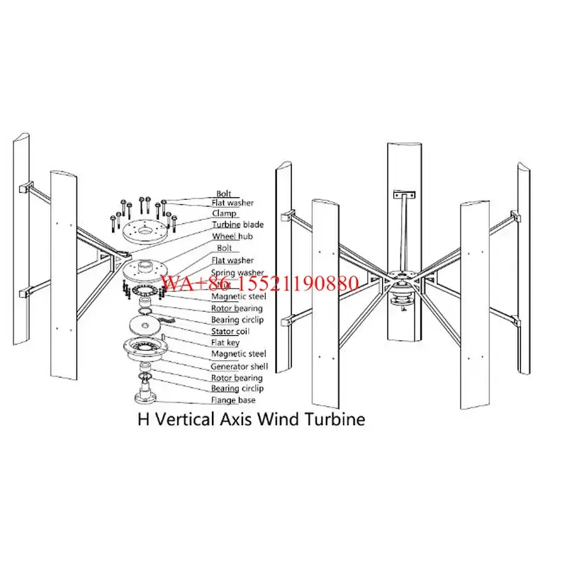 WMWMNU 1000W Vertical Wind Turbine Generator 48V 96V 220V Windmill for Home Power System