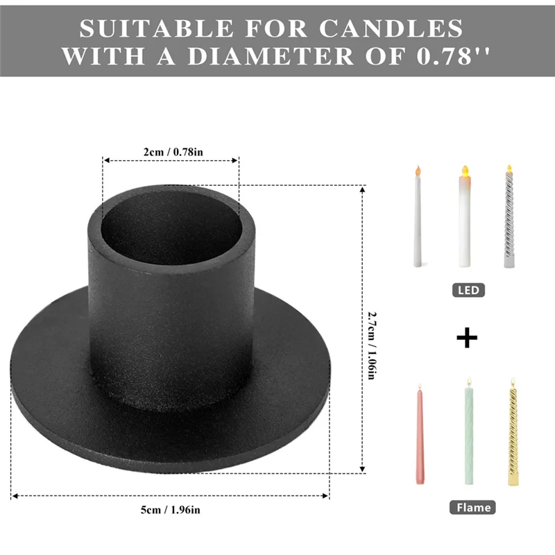 8 Pcs Black Candle Holders Retro Candlestick Holder Farmhouse Decor for Home Wedding Party Anniversary Housewarming Gift