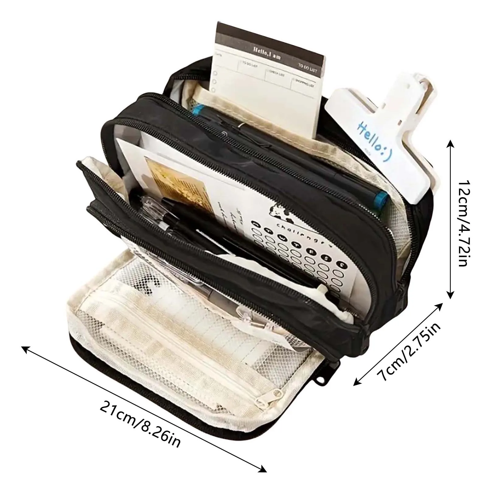 Portable Three-Layer Pencil Case Zipper Stationery Storage Bags with Zipper for School Student Teen Girl Boy