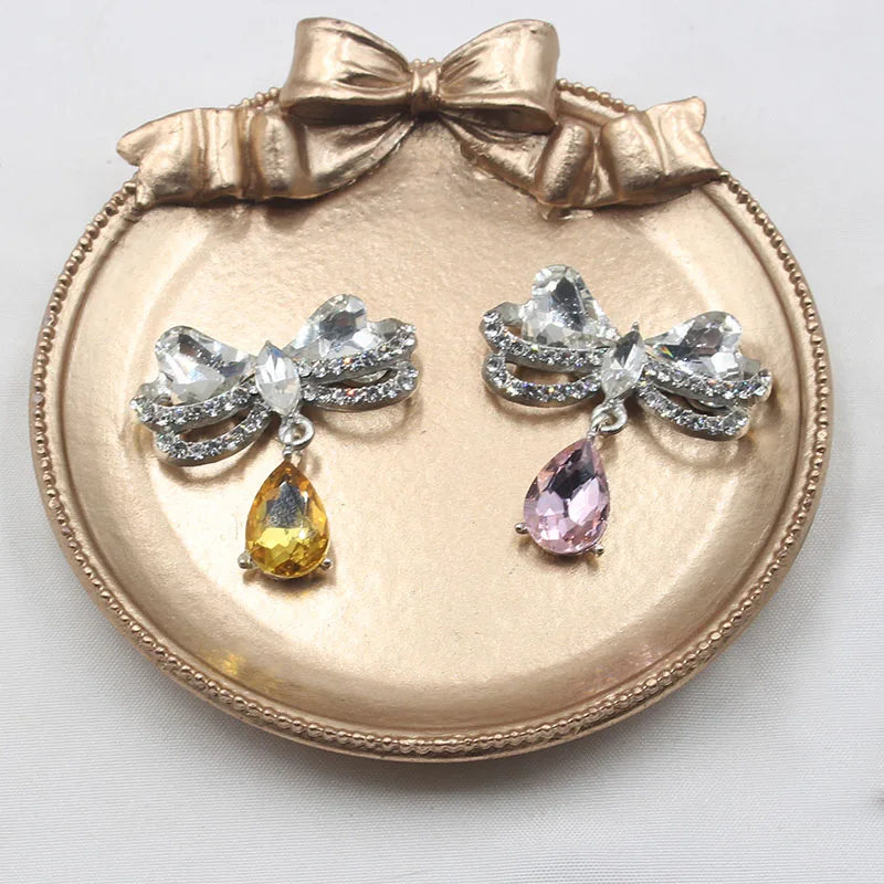 2 Pieces/Each Batch Of 39*35MM New Versatile And Fashionable Silver Bottom Rhinestone Handmade DIY Material Accessories