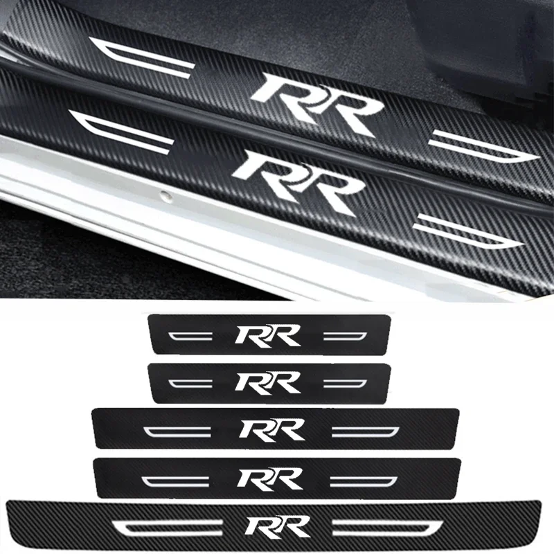 Carbon Fiber Protector Stickers Car Accessories Door Threshold Sill Scuff Plate Decals for RR Pedal Guards Strip For Honda