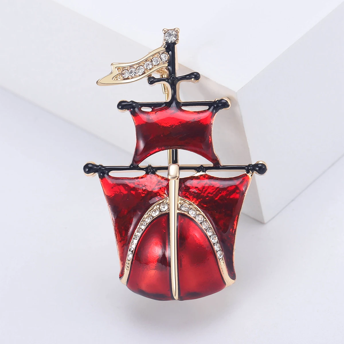 Enamel Sailboat Brooches for Women Unisex Boat Pins Multi-color Available Office Party Accessories Gifts