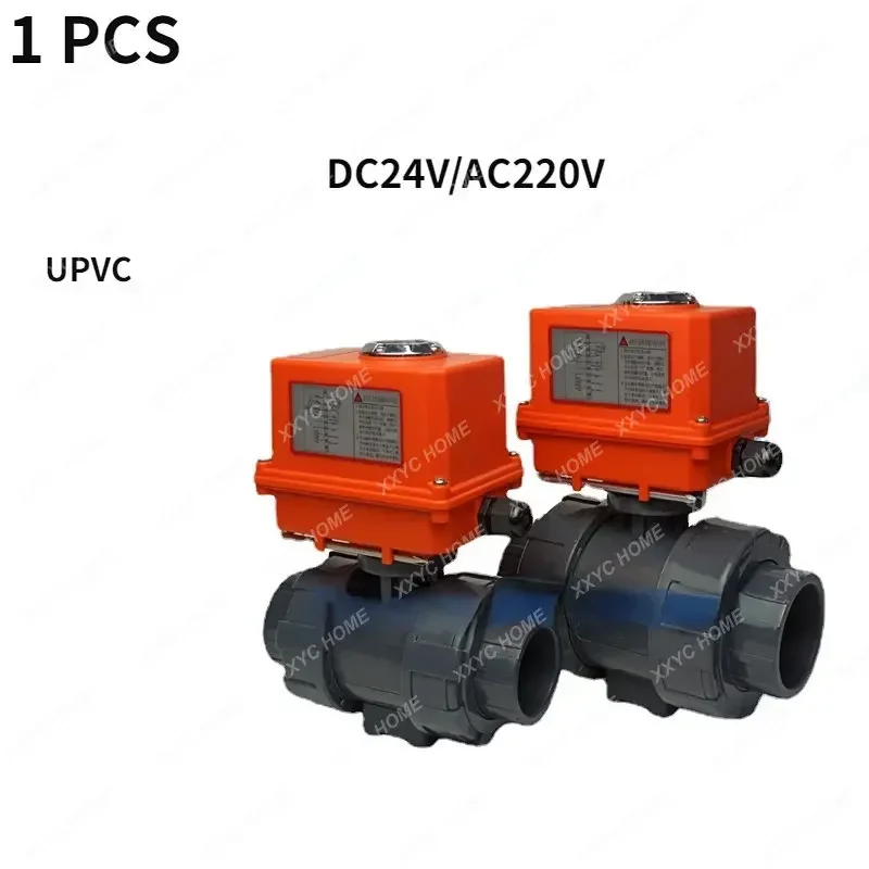 

1PC DN25-DN50 UPVC intelligent electric double union ball valve DC24V/AC220V electric control switch type ball valve replacement