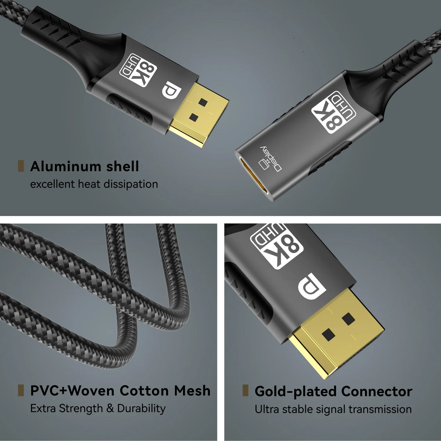 DP to HDMI-Compatible Adapter Display Port Male to HDMI Female Converter 8K@60Hz 4K@240Hz For PC HD TV Laptop Monitor Projector