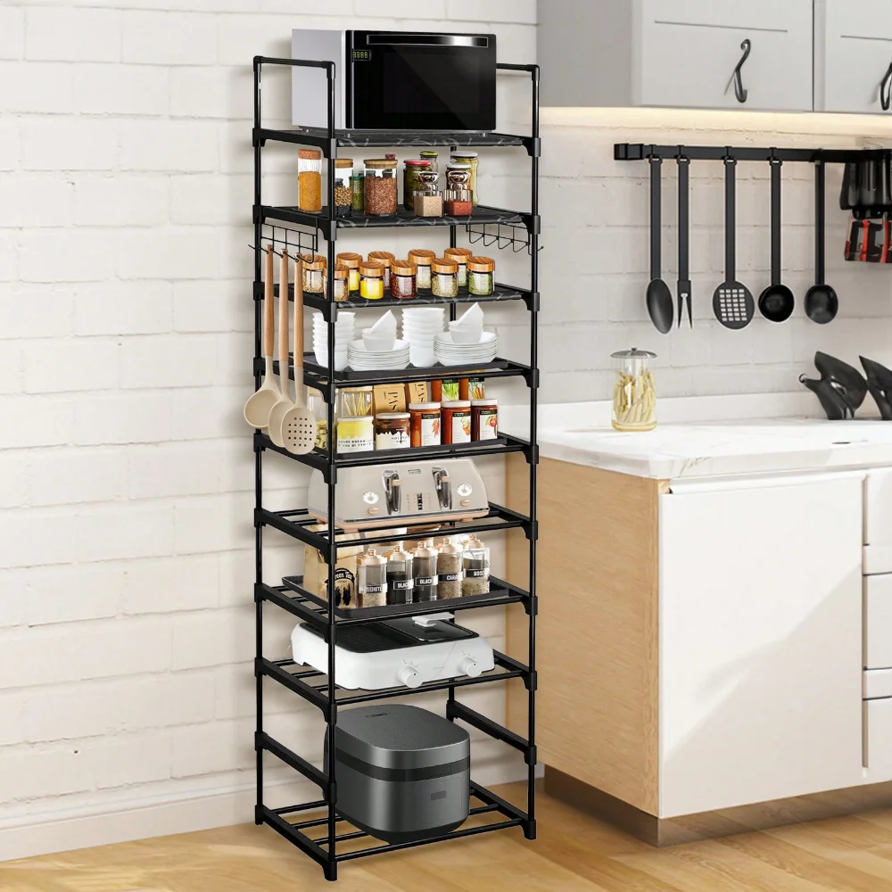 

10-Tier Modular Metal Kitchen Organizer - Space-Saving Shelf For Spices/Cookware/Small Appliances, Heavy Duty Pantry Storage