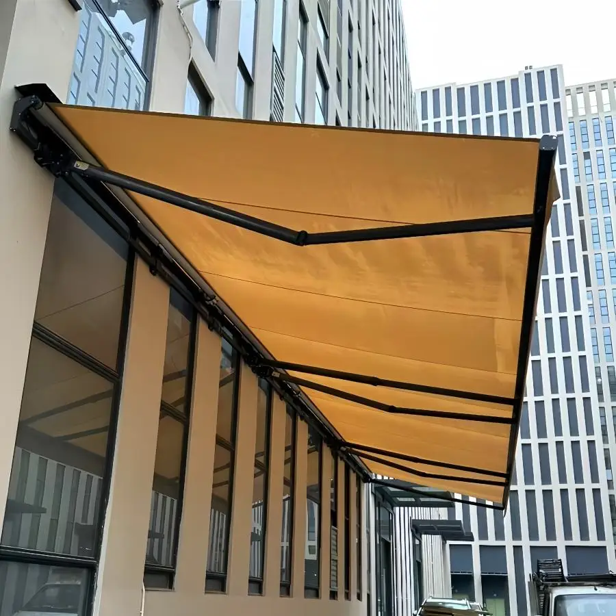 Install Against The Wall  Sunshade Canopy Use The APP To Start Intelligent Electric Sunshade Outdoor Swimming Pool Awning