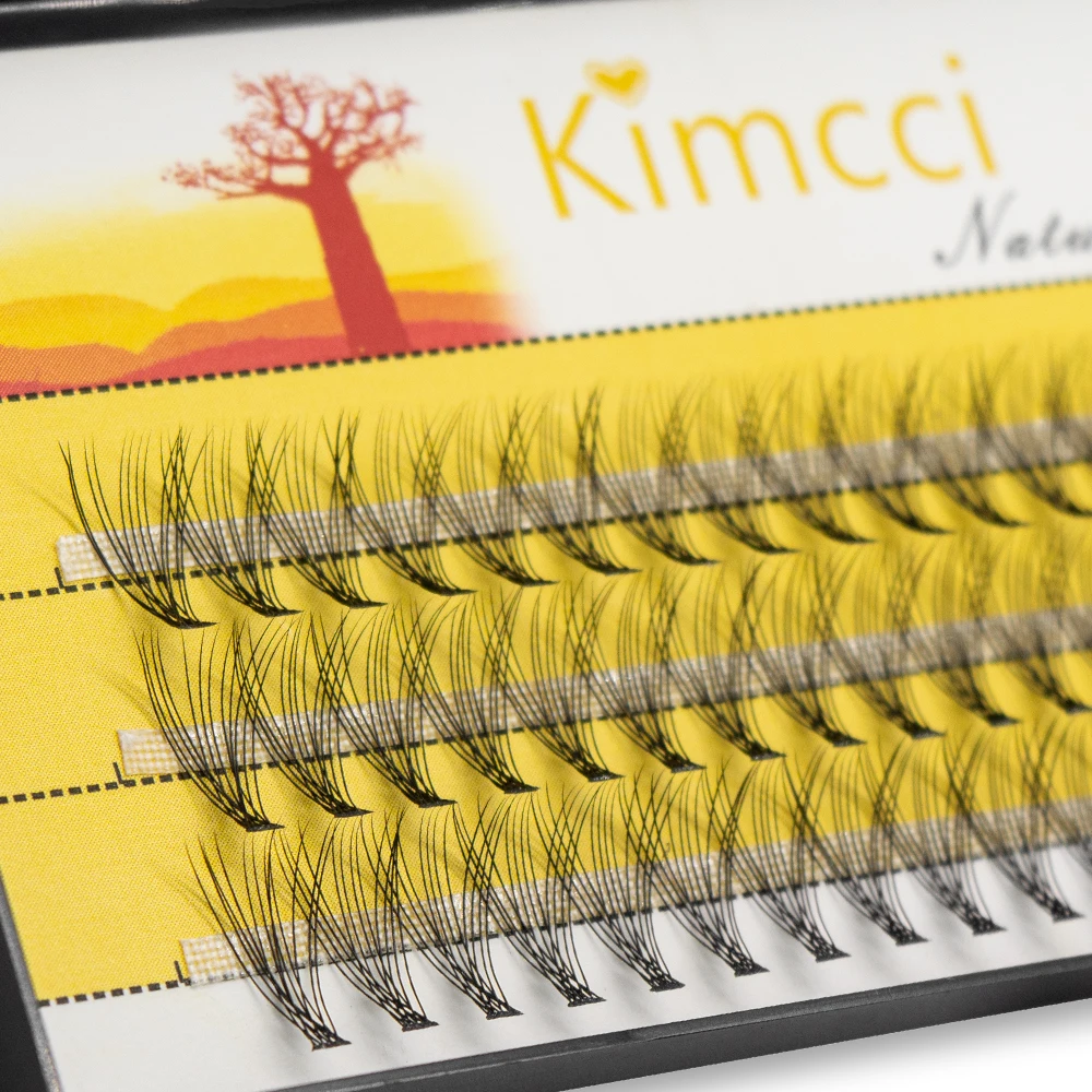 Kimcci 60knots/Case Natural False Eyelash Extension Makeup 12D Mink Individual Faux Eye Lashes Professional Fake Grafting Cilias