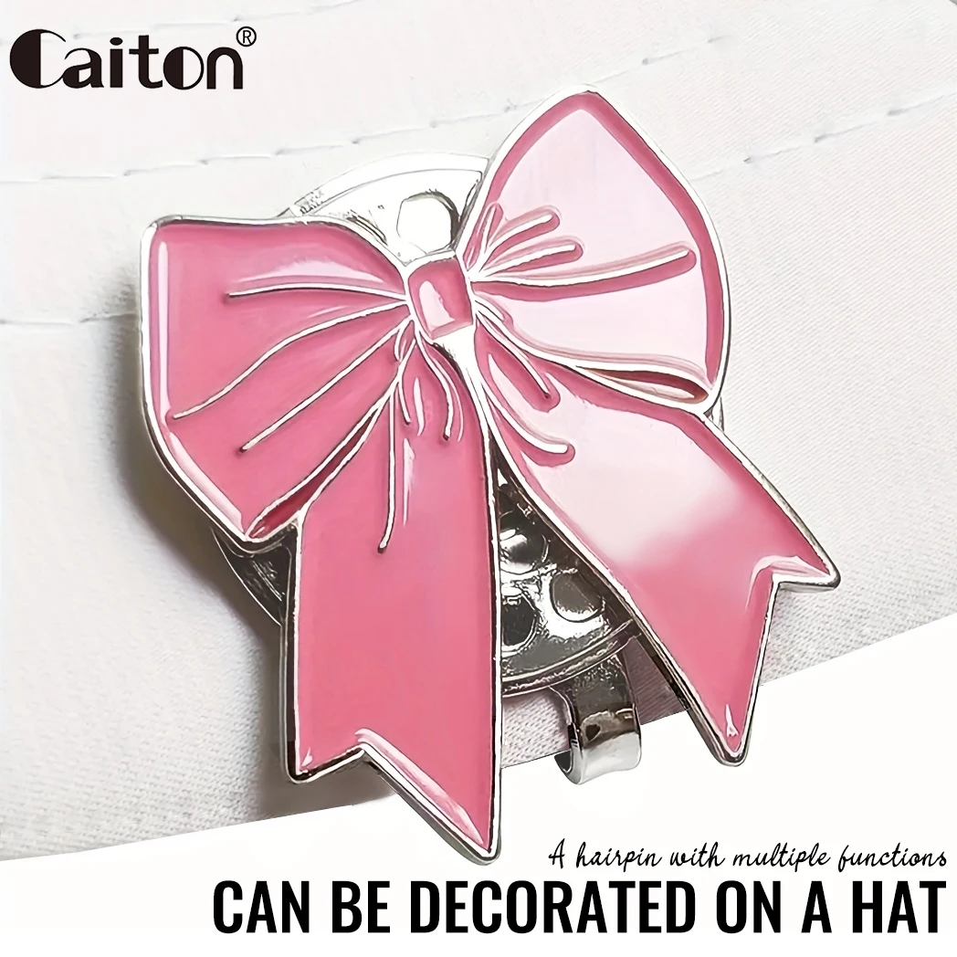 مشبك قبعة جولف بشريط وردي من كيتون مع علامة كرة مغناطيسية، إكسسوار قبعة لطيف للنساء، مثالي للتمرين أو ألعاب الجولف