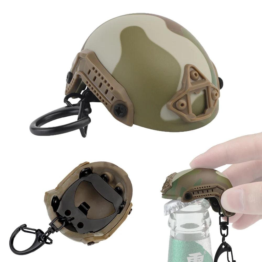 

Mini Airsoft Fast Helmet Model Keychain Key Ring Backpack Charm Hidden Bottle Opener Keychain Militar Fan Collect Creative Gift