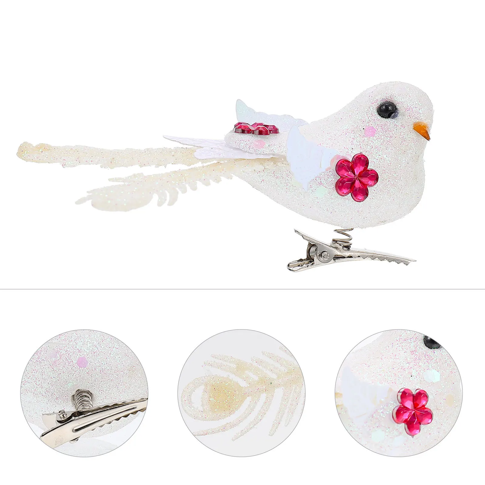 

6Pcs White Simulated Birds Ornaments Christmas Tree Decor Mini Birds Decorations Home Party Bird Decoration Xmas Tree Decor