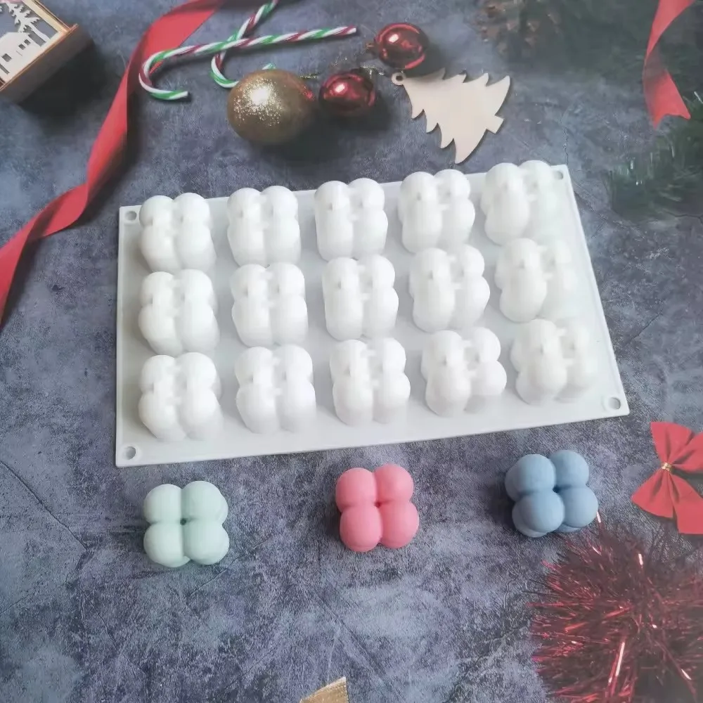 15-gniazdkowa kostka 3D Gipsowa forma do świec Gipsowa forma do dekoracji Silikonowa forma do pieczenia musów Bańka Deser Naczynia do pieczenia