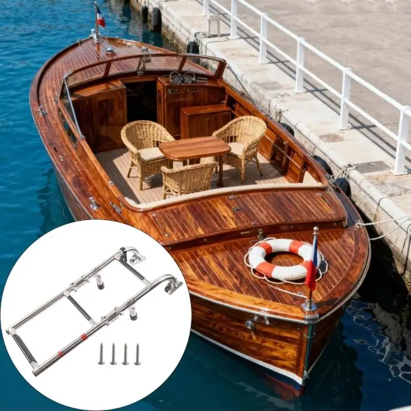 D5BE Marine Telescoping Ladder Adjustable Height For Diving Platform Dock Access Multipurpose Deck Operation Use