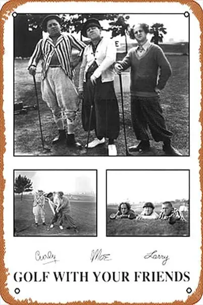 Vintage Metal Signs,Funny The Three Stooges Golfing Humor 