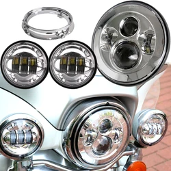 7 Inch Motor LED Headlight with 4.5 Inch Fog Lamps For Harley Motorcycle Light Davidson Electra Glide Softail Fat Boy Touring 