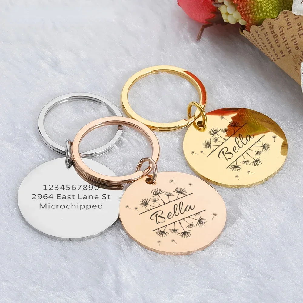 Personalized Pet Dog ID Tag Custom Anti-lost Pet Name Shiny Tags Engraving for Puppy ID Collar Nameplate Pendant for Puppy Dog