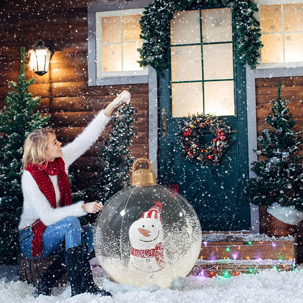 24 Inch Giant Inflatable Christmas Balls PVC Giant Inflatable Christmas Balls with Light for Holiday Party Indoor Outdoor Decor