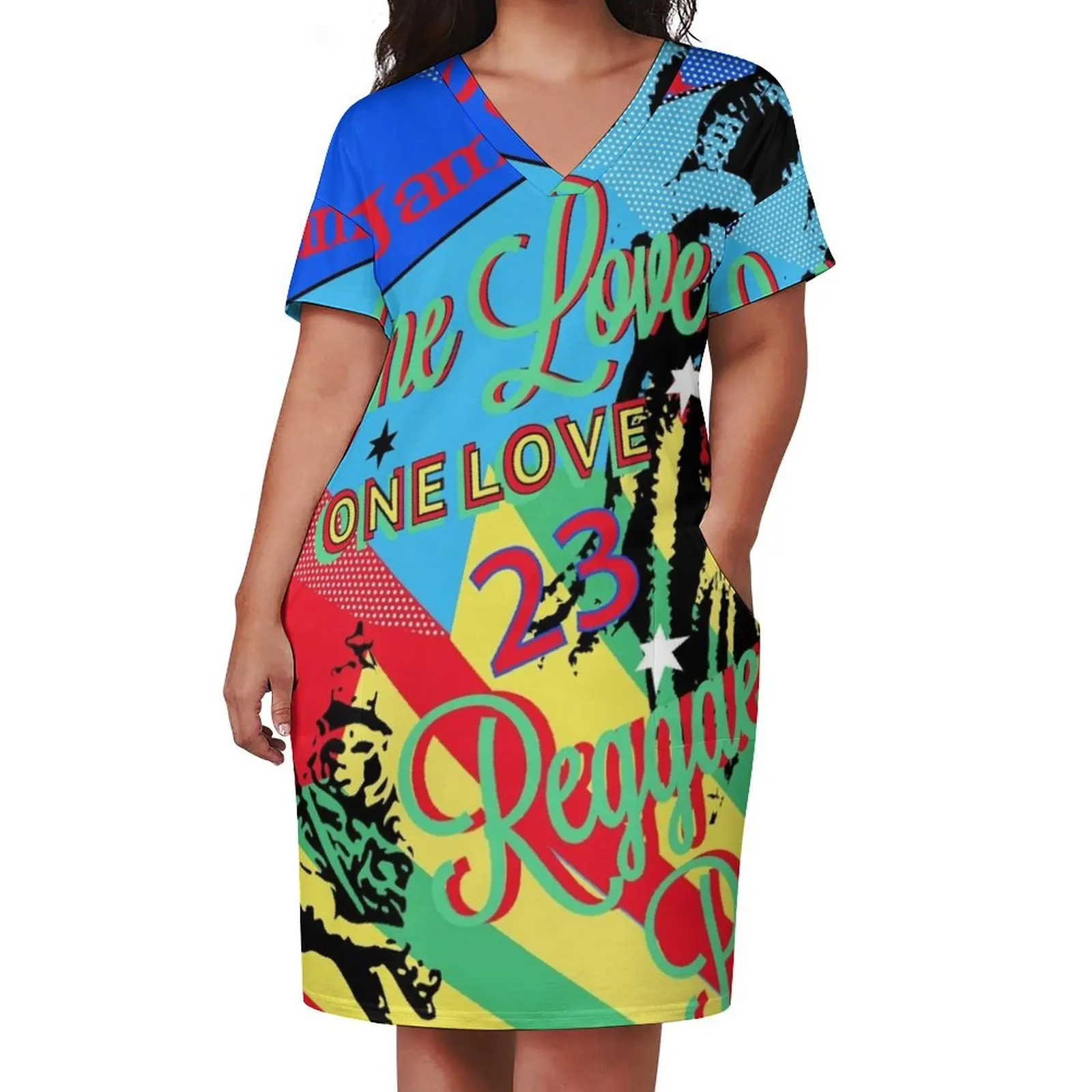 Reggae One Love Party Loose Pocket Dress women