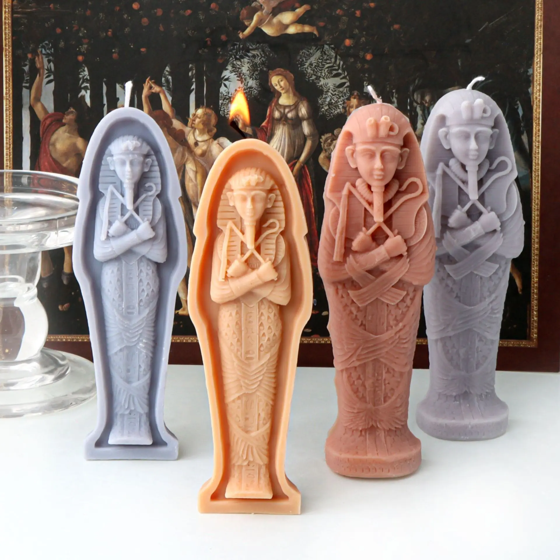 Egyptian mummy Candle Silicone Mold DIY Handmade Character Portrait Abstract Craft Candle Plaster Making Resin Mould Home Decor