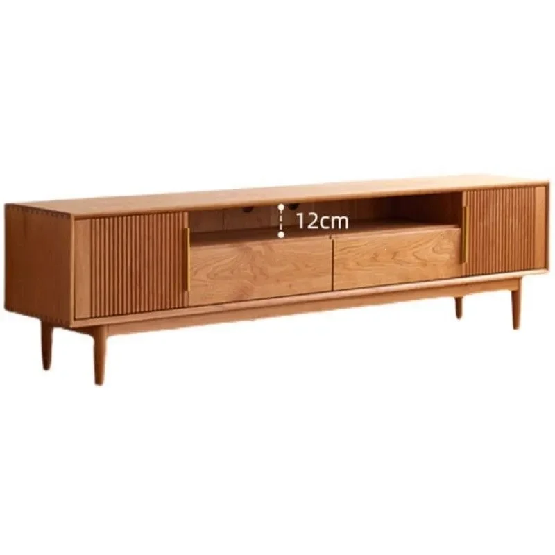 Nordic Solid Wood TV Cabinet Simple Audio Visual Console Log Apartment Floor Storage Locker Japanese Style Antique Sideboard