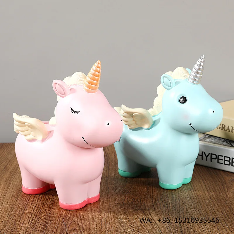Unicorn Resin Craft Piggy Bank Only Deposit Not Withdrawal Dreamy Girl's Savings Jar Birthday Gift Desktop Cross-Border