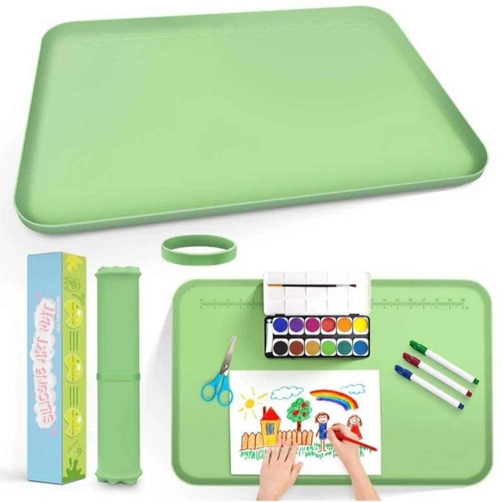 Portable Silicone Painting Mat Large Leak-Proof DIY Craft Tray Non-Slip Reusable Graffiti Clay Art Pad For Crafts Drawing Clay