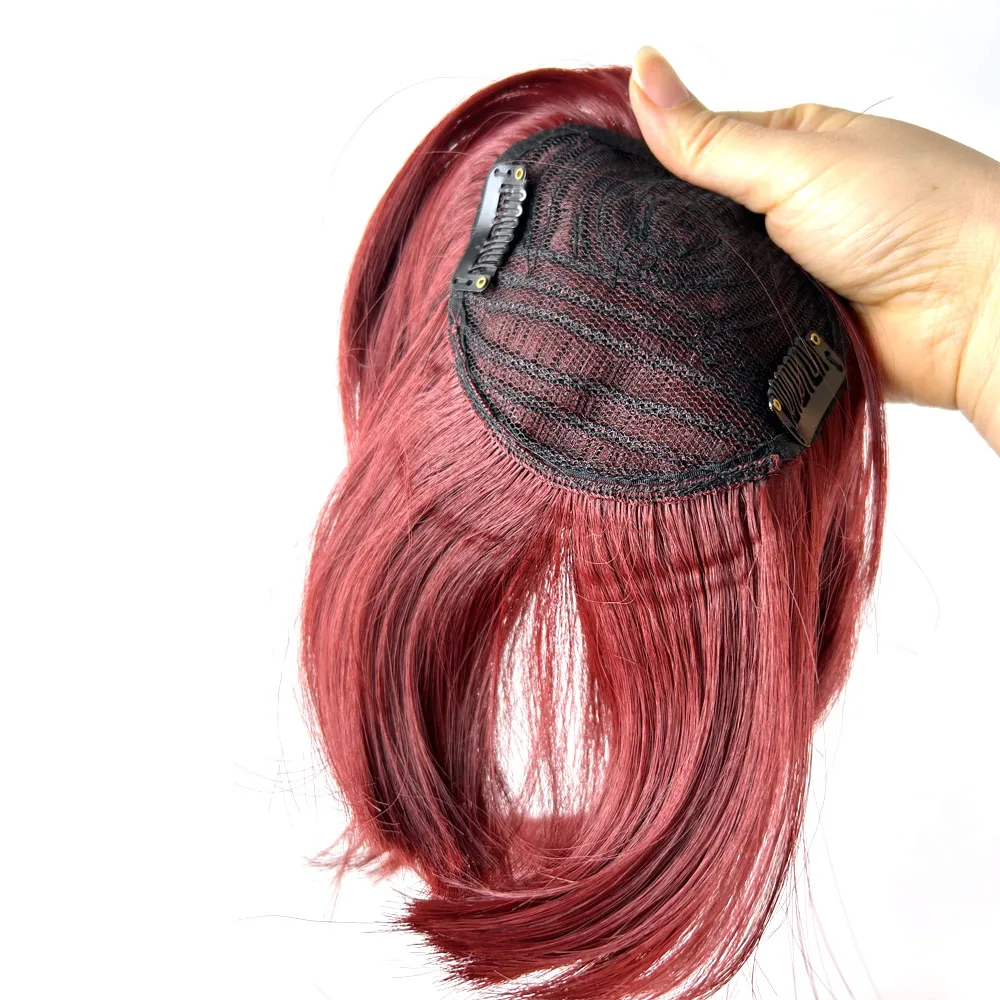 Extensiones de pelo con flequillo para mujer, postizos de cierre sintético, resistentes al calor, cortas y rectas