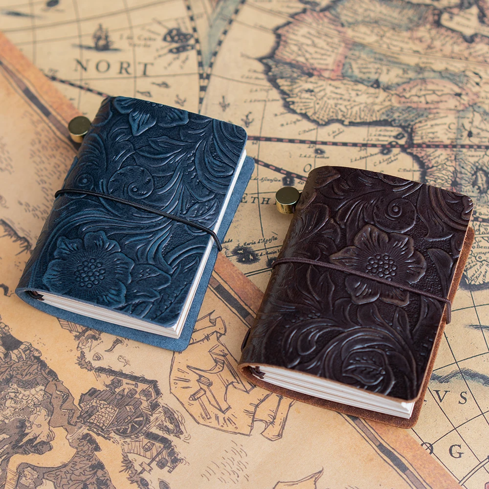 Vintage Leather Traveler\'s Notebook: 3 x 32 Page Refills, 100g Paper, Personalized leather journal,Portable Diary book