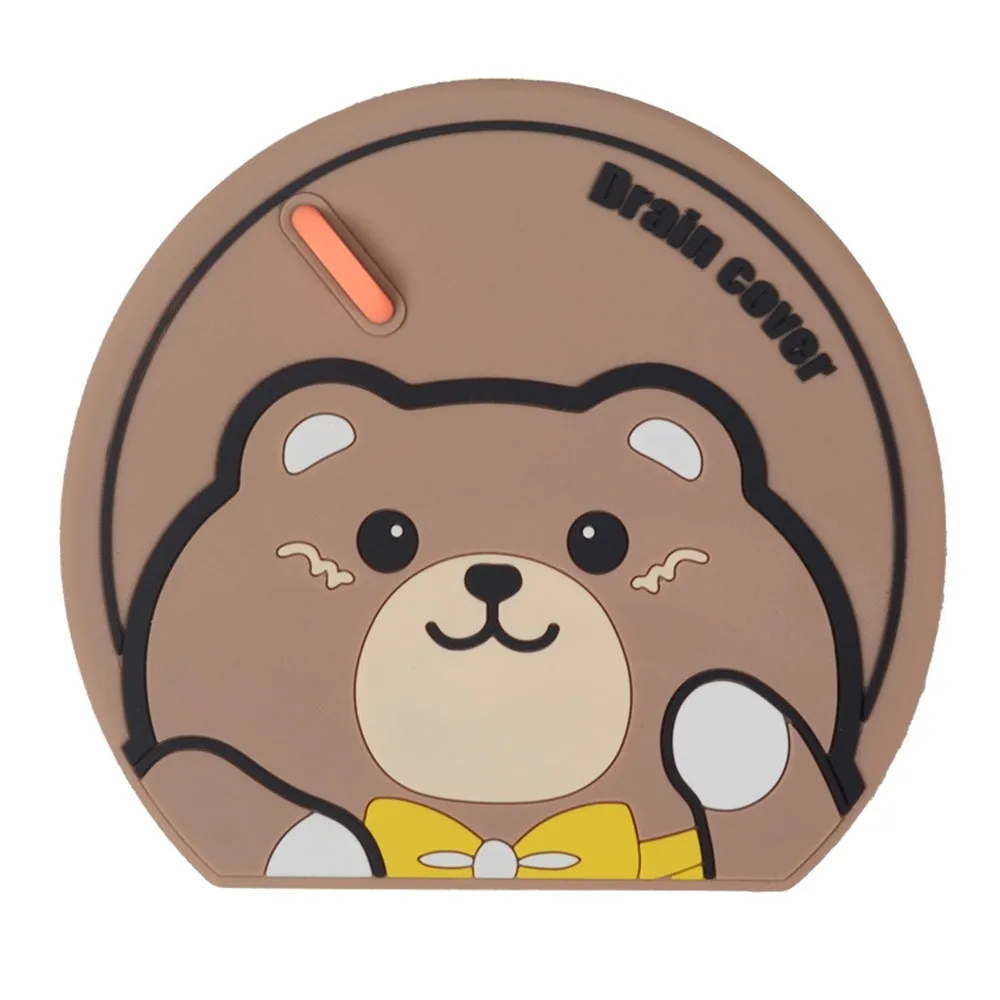 

Мультяшный медведь, канализационная сливная крышка для пола, защита от насекомых, дезодорант, антиблокирующая сливная накладка для пола для ванной комнаты и кухни