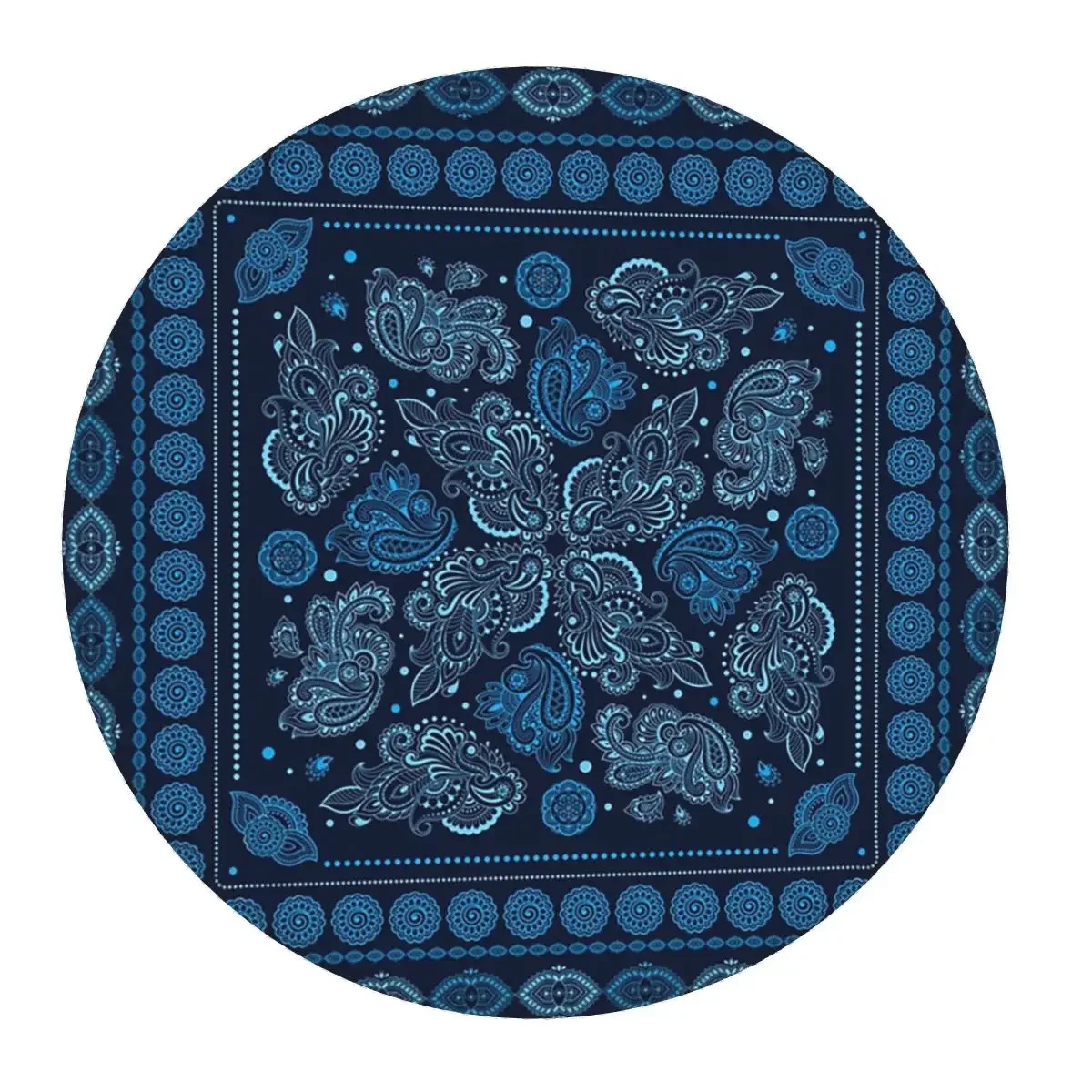 Cool Paisley Bandana Style Round Mouse Pad Computer Keyboard Mouse Mat Gamer Laptop Desk Mat Office Accessories Table Mats