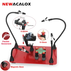 NEWACALOX-herramienta de soldadura de tercera mano, soporte PCB con magnético, 4 Uds., brazos flexibles, artesanía, joyería, taller de soldadura, estación de ayuda