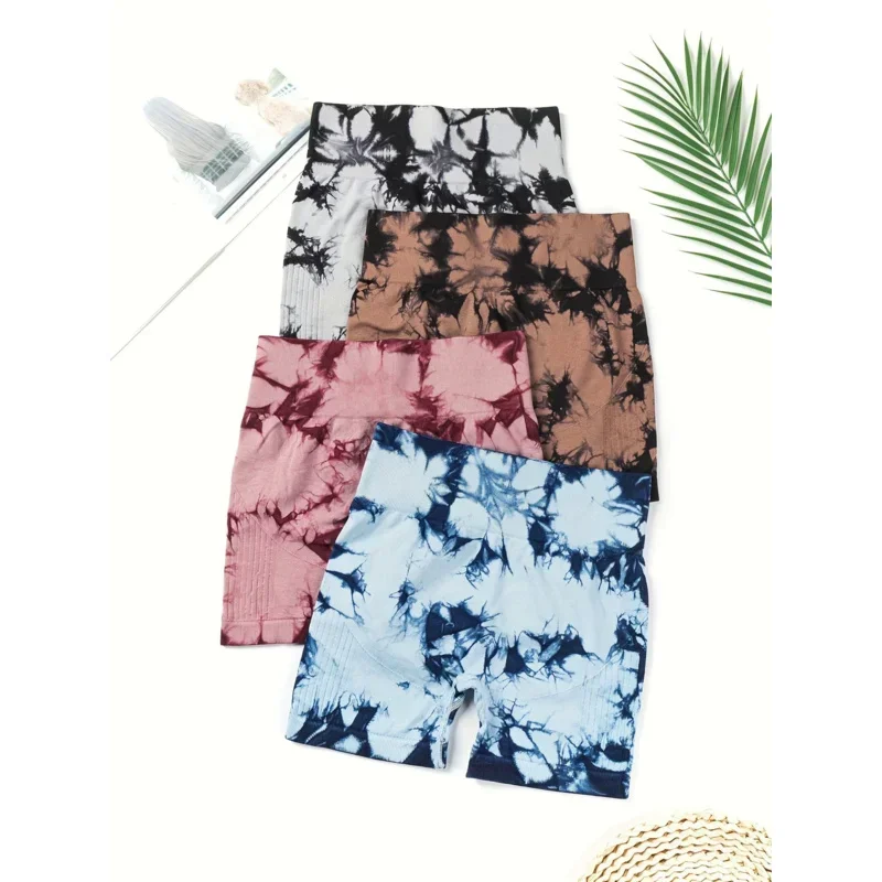 Woman Short Sport Tights Yoga Sport Shorts Tie Dye Seamless Training Bicycle Running Push Up Shorts Womens Workout Gym Fitness