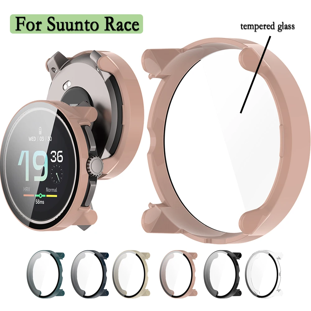 For Suunto Race Watch Case 2-in-1 Protective Case With Screen Tempered Glass Protector Watch Protection Cover With Film