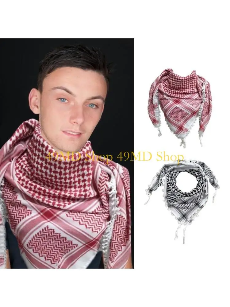 

49MD Man's Headscarf Large Shemagh Scarf Comfortable Head Scarf Muslims Hijab Scarf