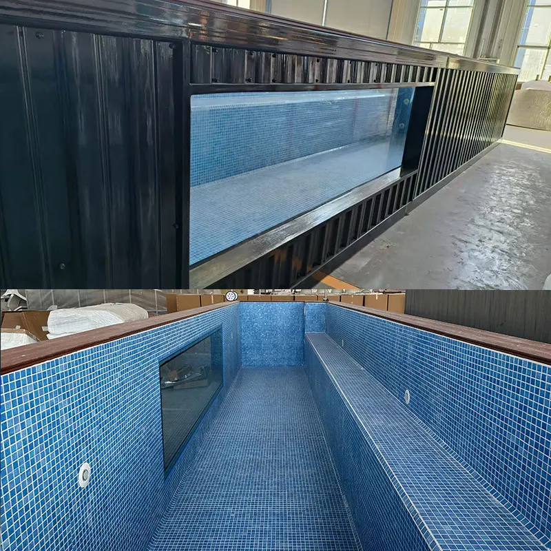 Custom Container Swimming Pool 40ft Outdoor Family Fiberglass Above Ground Shipping Large Container Pool Design