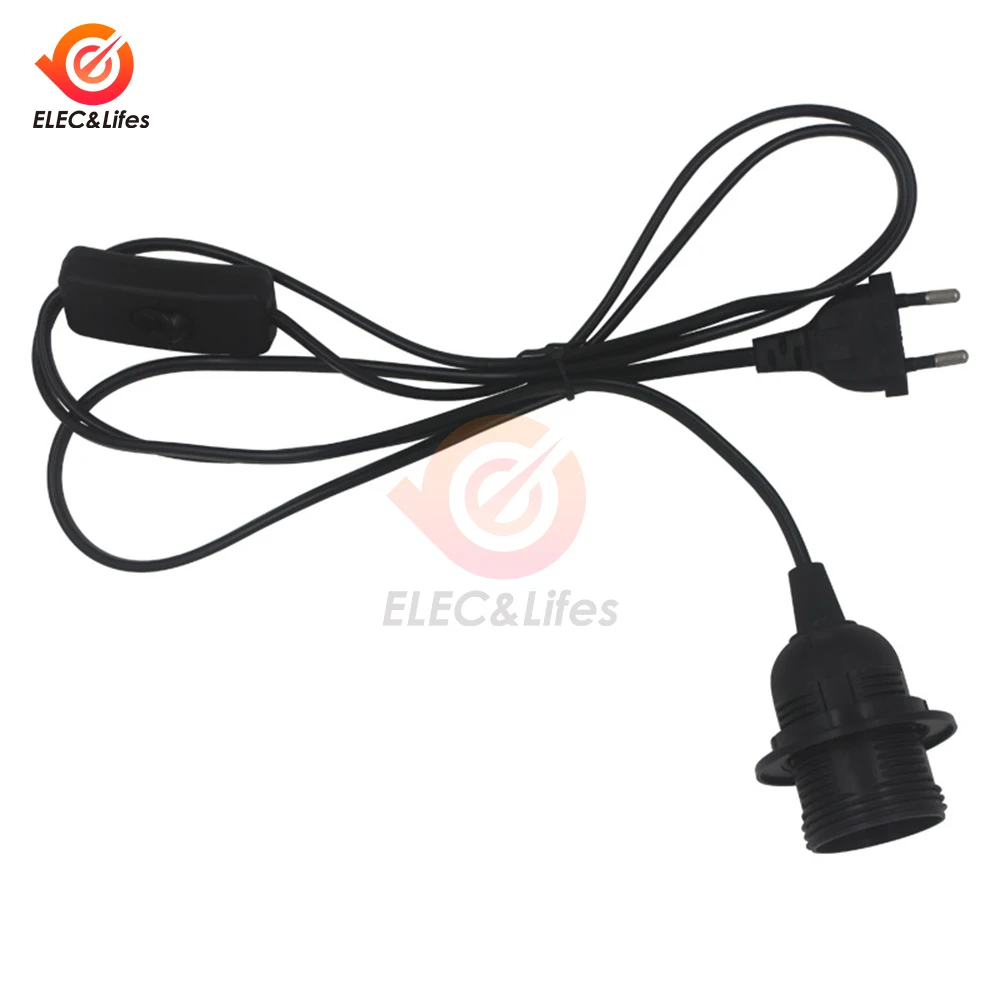 EU/US Plug 1.8m Power Cord Cables E27 Full Teeth Half Teeth Lamp Base Holder With Switch Wire For Pendant Fixture Hang lamp