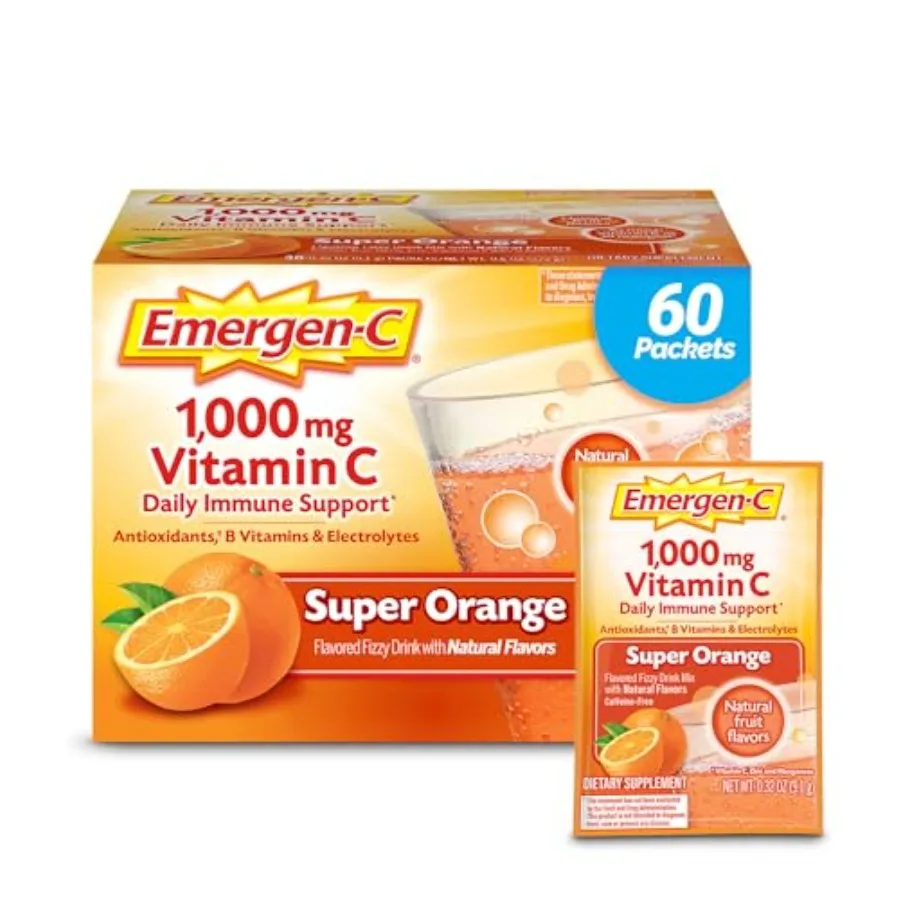Emergen-C 1000mg Vitamin C Powder for Daily Immune Support Caffeine Free Vitamin C Supplements with Zinc and Manganese B Vitami