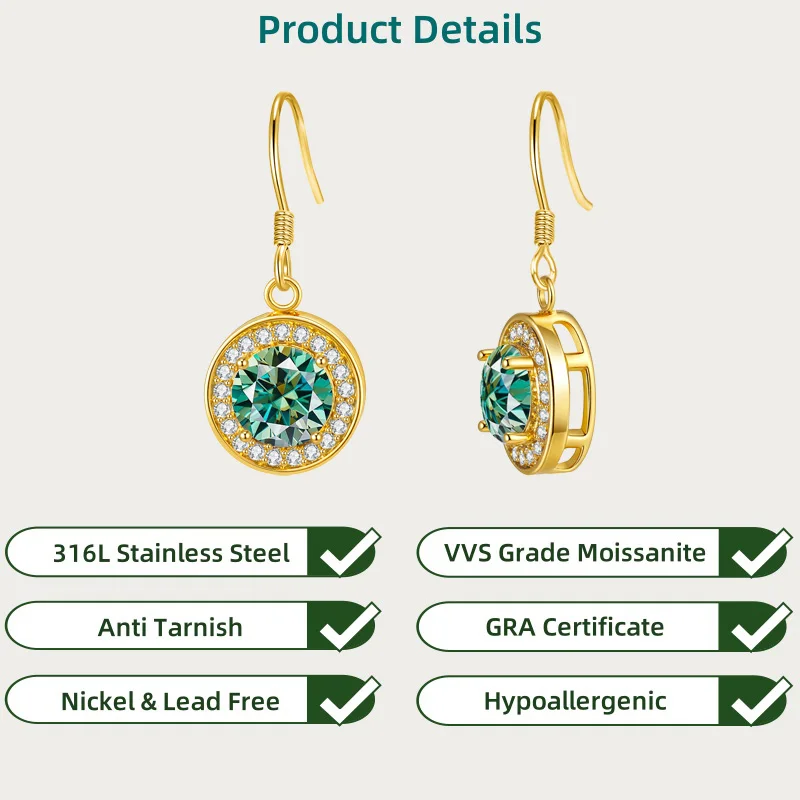 

LAMVOICE дизайнерский товар высокого качества, День святого Валентина, подарок для дочери, 2-каратные гипоаллергенные серьги с муассанитом