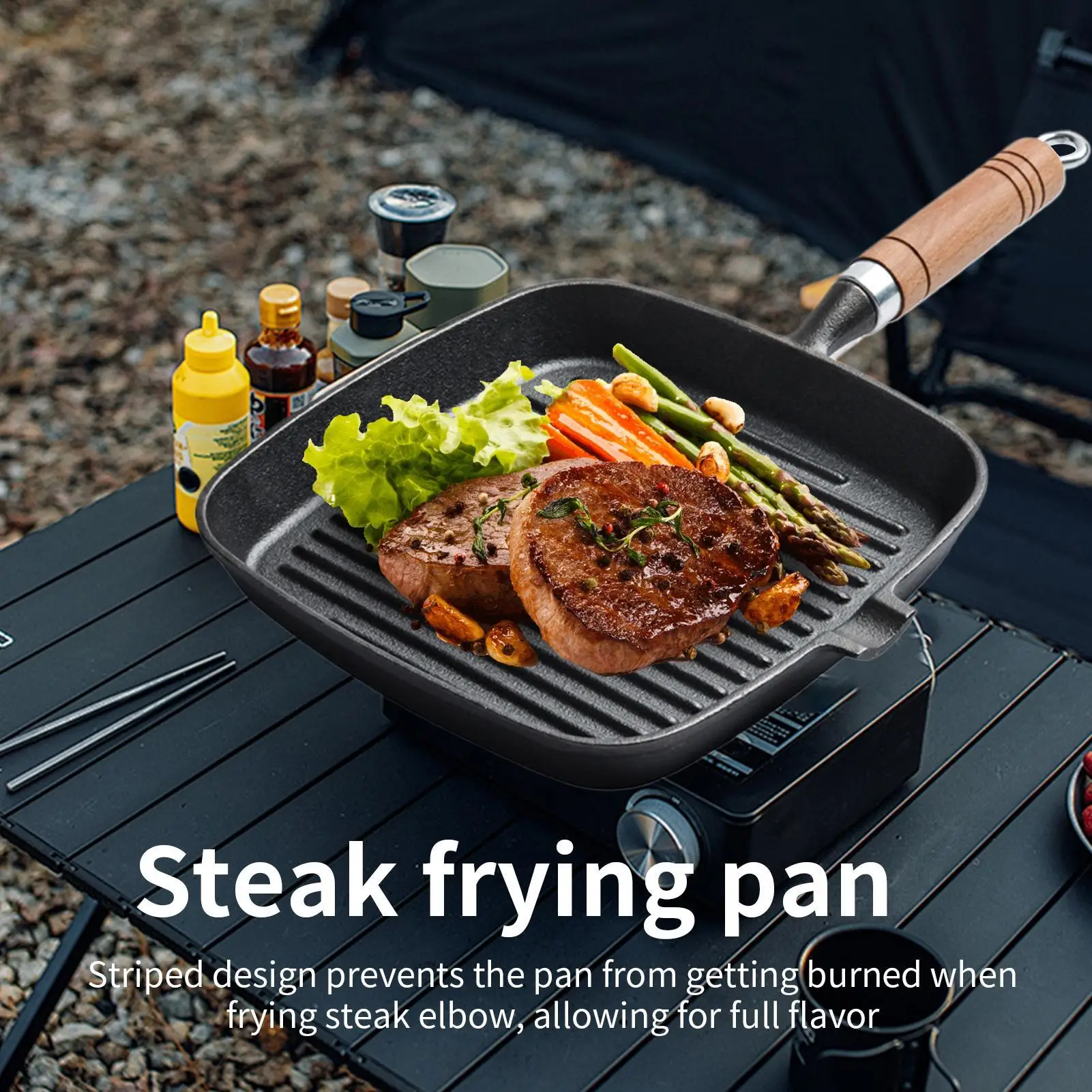 Grill Skillet Pancake Cast Iron Frying Griddle Heat Resistant Ergonomic Kitchen Cookware Portable Cooking Griddle For Restaurant