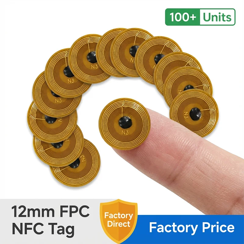 12mm Micro Small Size NXP Ntag213 RFID 13.56MHz NFC Programmable Chip Bluetooth FPC Tag Label/Sticker for Electronic Components