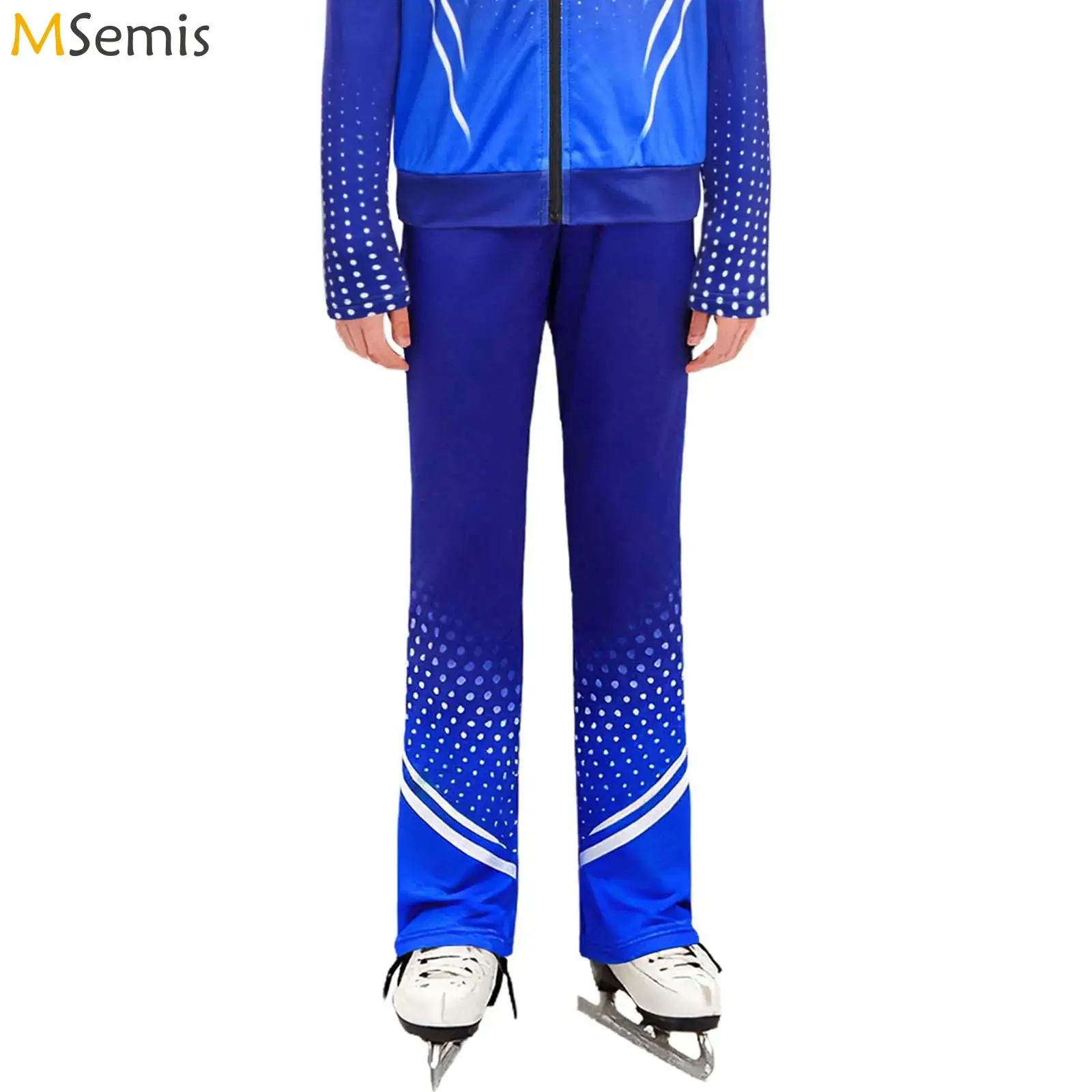 أطفال بنين الجمباز الشكل التزلج الرقص ممارسة الأداء زي السراويل الرياضية حزام مطاط النقاط السراويل الرياضية