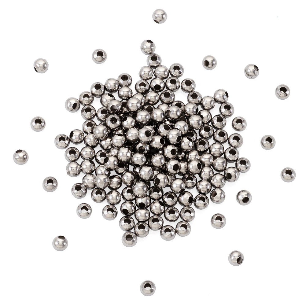 100/200pcs Tarnish Resistant 304 Stainless Steel Round Beads 3/4/5/6/8mm Ball Spacer Loose Beads for DIY Jewelry Making Findings