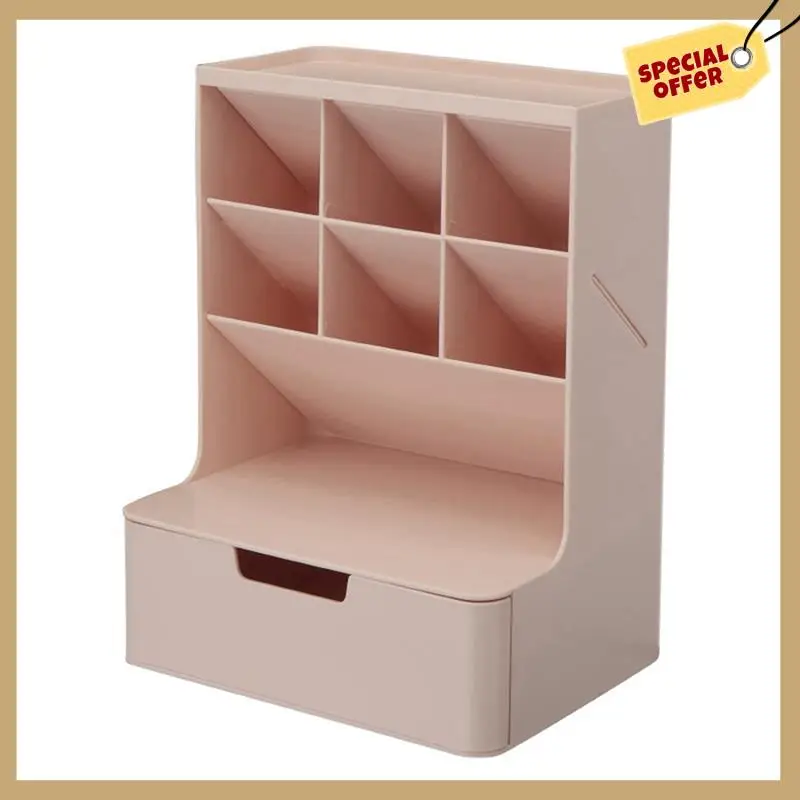 Multifunctional Pen Holder Storage Box Drawer Multi-Layer Dustproof Desktop Office Supplies Storage Box Pink Durable Easy To Use