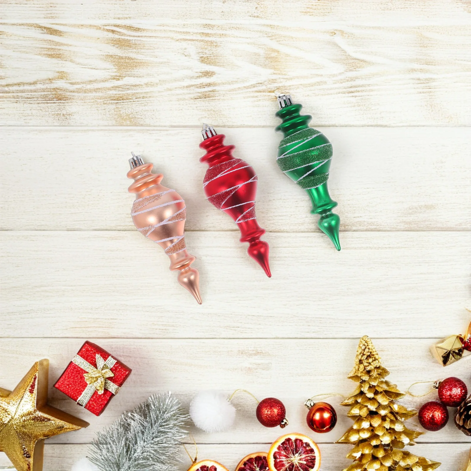 

9Pcs Christmas Tree Ornaments Set Hanging Decorations Shatterproof Plastic Baubles Holiday Event Decoration Elegant Tapered