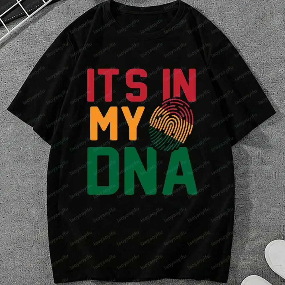 Juneteenth It's in My DNA T-Shirt for Men Women African Fingerprint Graphic Tee Short Sleeve Cotton Tops for Juneteenth Holiday
