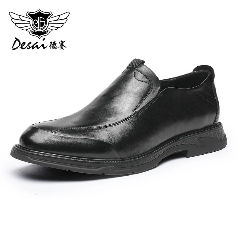 DESAI Shoes For Men Casual Easy Wear Loafers Men Genuine Leather Fashion Metal Buckle Work Designer 2024 New Arrival