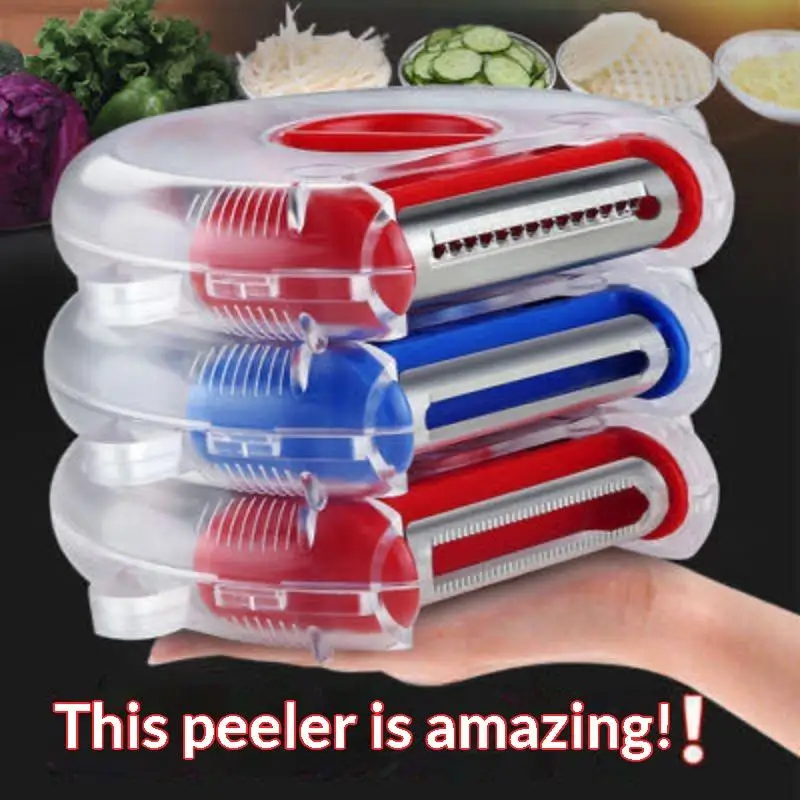 1Pc 3‑in‑1 Magic Peeler Set, Slicer Shredder Peeler Multi‑Function Blades Grater, Multipurpose Kitchen Tool